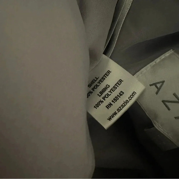 NWT Azazie Sharon A-Line One Shoulder Chiffon Gown Size 12 gray fog formal - Picture 9 of 10